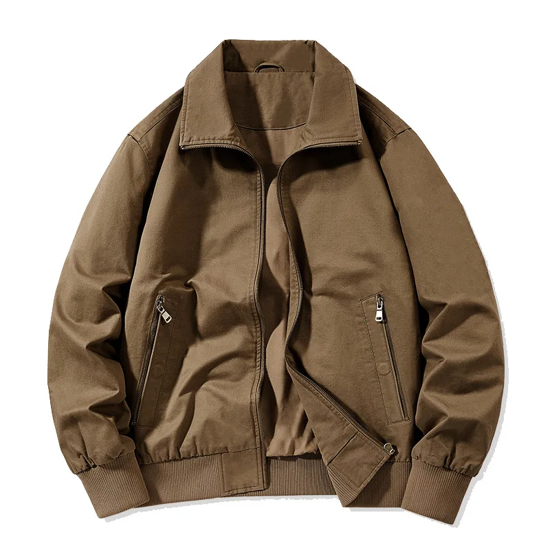 

Amekji Retro Spring Wear Washed Jacket Men Casual Turn Down Collar Coat Spring Two Sides Wear Big Size Loose Jacket