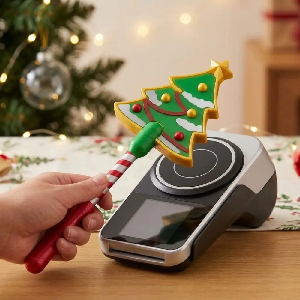 Non-Contact Christmas Payment Magic Wand Handheld Tree Shaped Xmas Credit Card Holder Star Topper 3D Printed