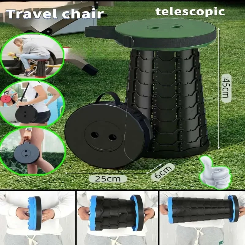 

Folding Retractable Adjustable Portable Outdoor Stool Chair Bench Ideal for Camping Fishing Multiple Scenes