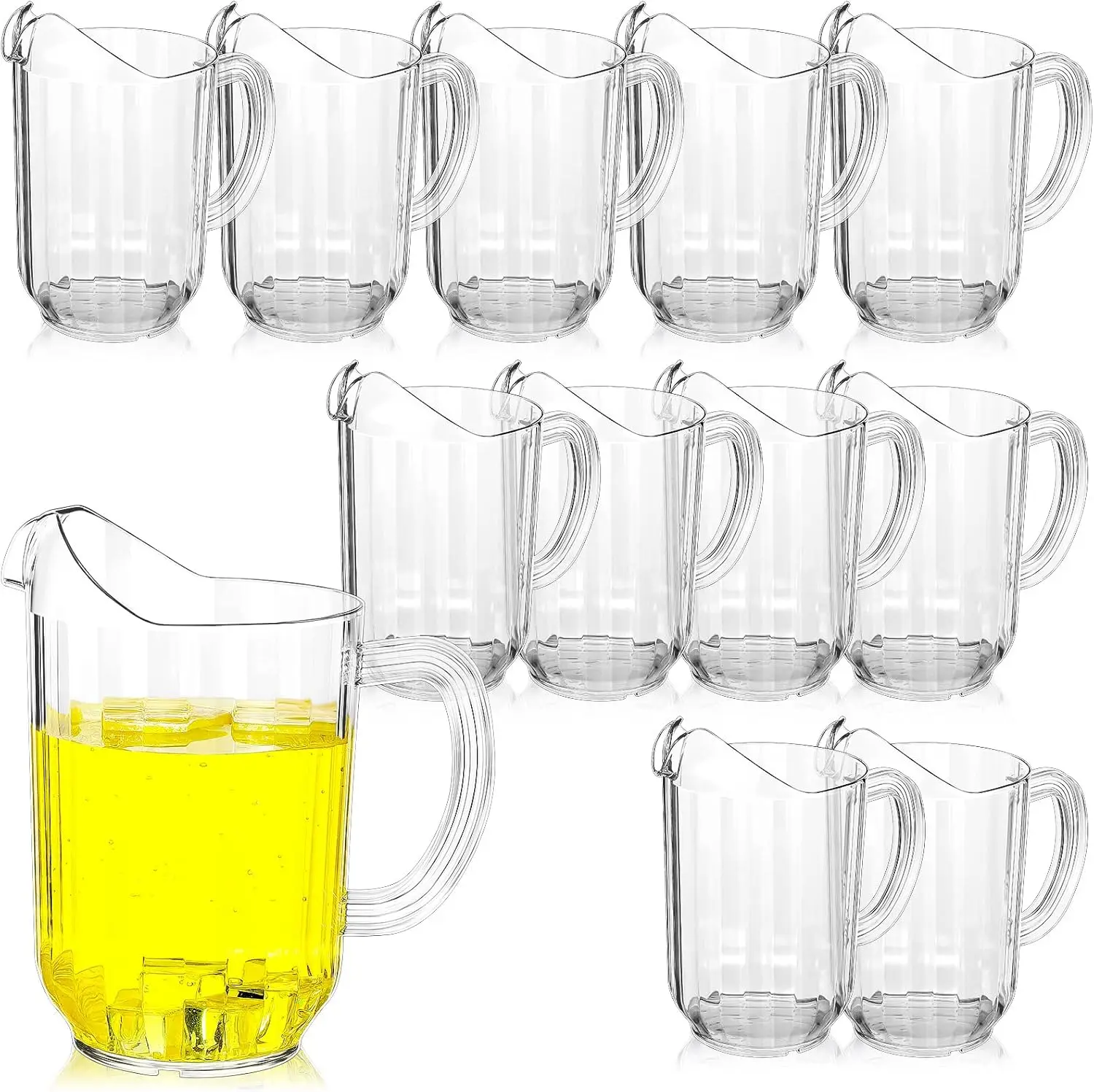

12 Pcs 60oz Clear Plastic Pitchers for Parties, Large Water Jug Carafe