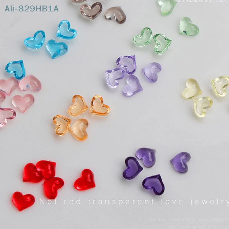 50Pcs Fashion 3D trasparente Clear Love Cute Heart Shape Nail Art Decoration diamante fai da te per Nail Beauty Salon stile coreano