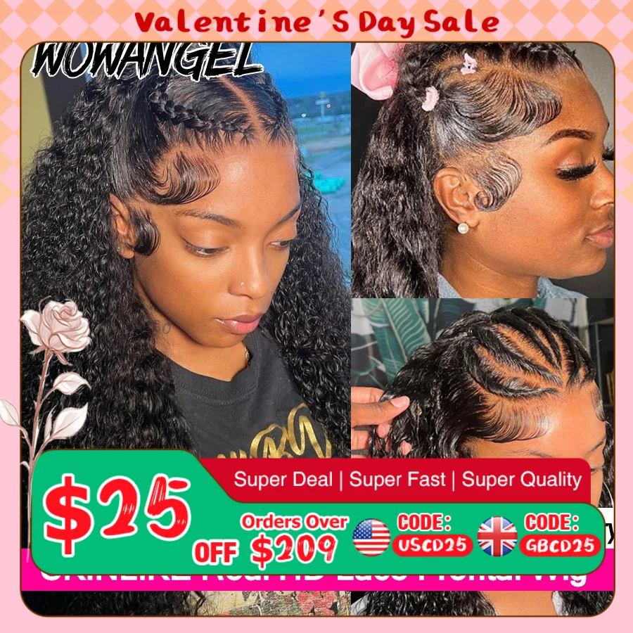 

Wow Angel HD Lace Frontal Wigs 250% 13X6 Lace Front Wigs Water Wave HD Lace Closure Curly Wig Full Lace Human Hair Wig For Woman