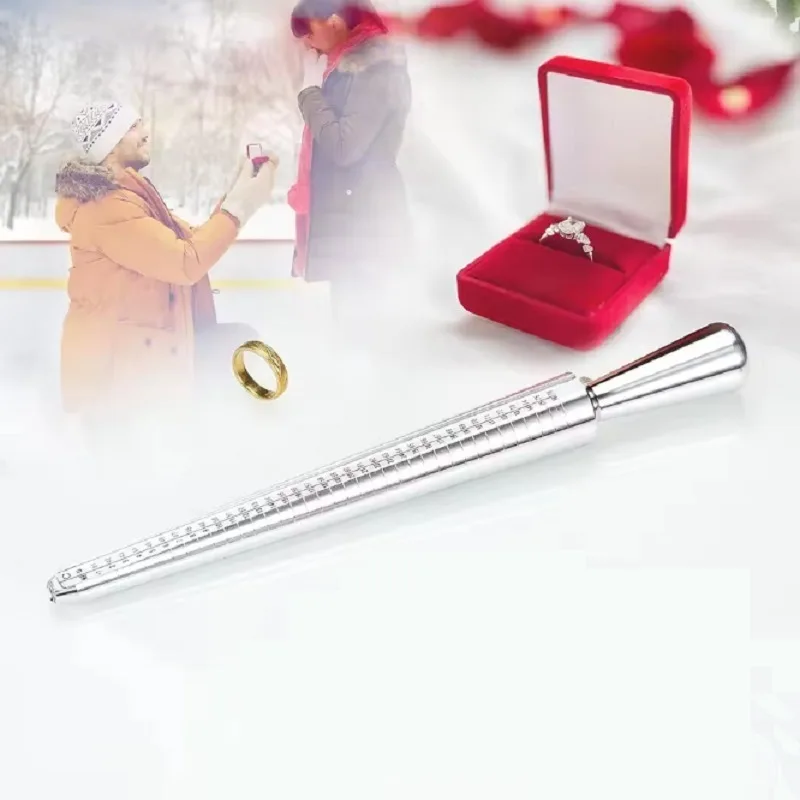 HK Metal Ring Gauge Mandrel Finger Size Measuring Stick Sizer Tool for Jewelry DIY Craft Ring Sizing Supplies