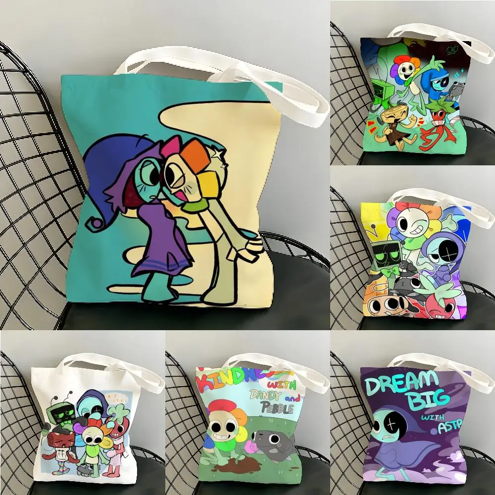 Game D-Dandys World Storage Bags Canvas Double-Sided Print Beach Bag Durable Lightweight Shoulder Travel Bag Gift Eco