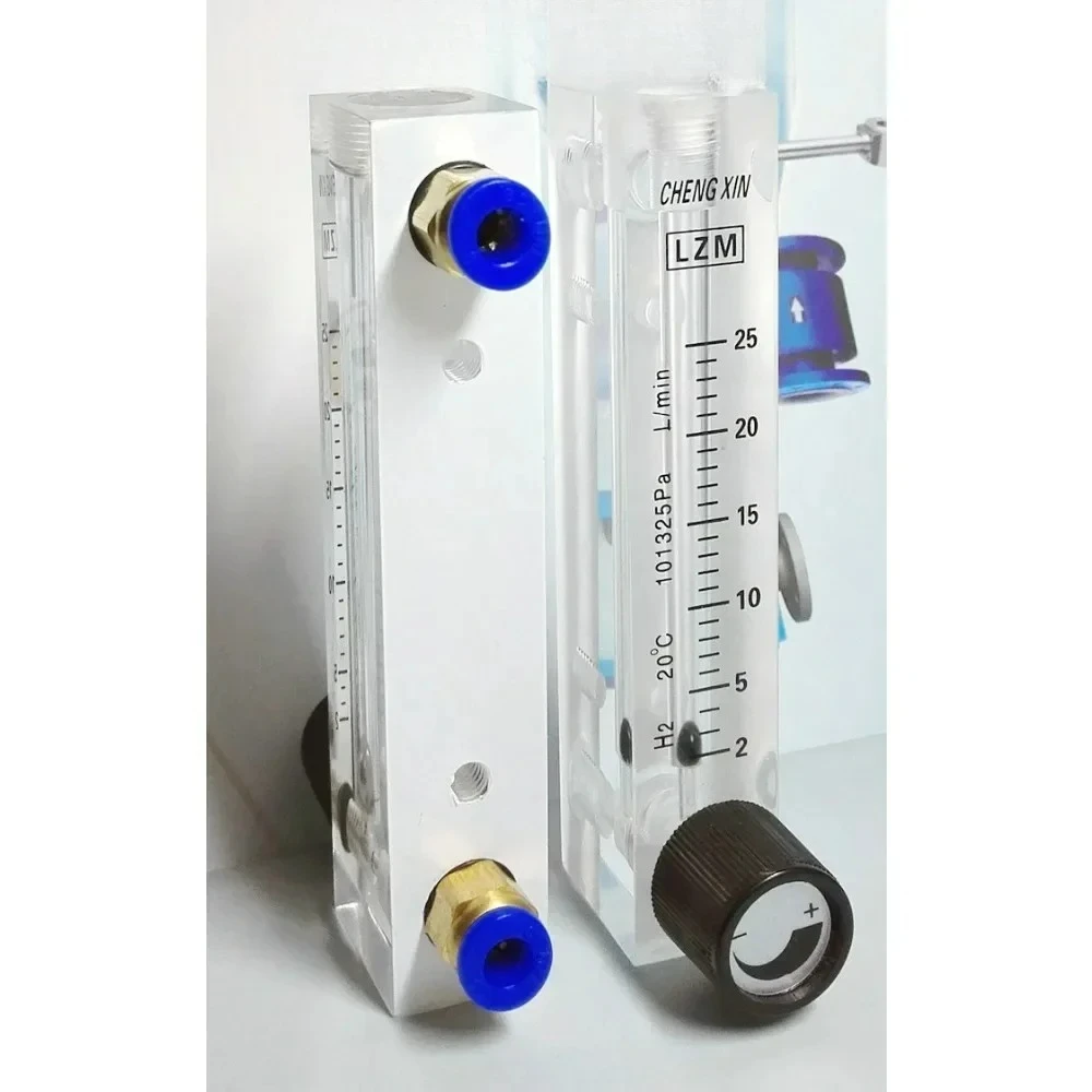100-1000mL/min 0.3-3 0.5-5 1-10 2-20 2-25L/min LZM-8M H2 Hydrogen Flowmeter Rotameter Adjustbale Valve 6mm Push In Connect
