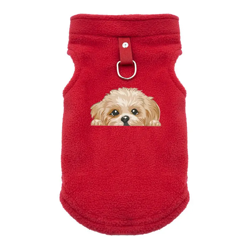Fashion Pet Clothes Cartoon Puppy D-Ring Vest Warm Winter Dog Outwear