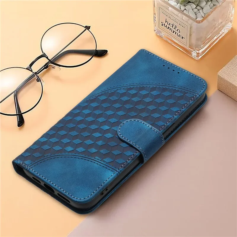 Capa de Couro Rhombic Flor para Xiaomi Redmi, Carteira Flip Purse, Capa Do Telefone Do Livro, 9 Prime, 9AT, 9C, NFC, 9T, 9A, 7A, 6A, 6, 7, 8