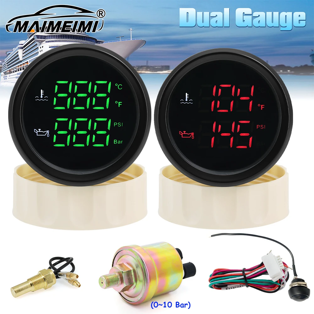 

Автомобильный 2 "52 мм измеритель давления масла 2 в 1 Датчик температуры воды 40 ~ 120 градусов Цельсия 1/8 NPT Датчик давления масла + датчик температуры воды Customiz