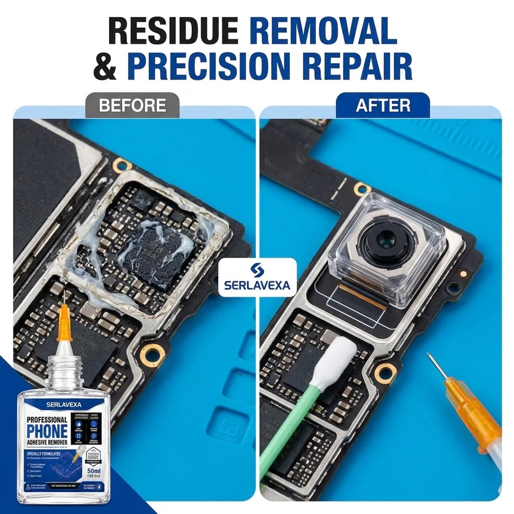 Screen Repair Glue Remover Set with Precision Tips and Cleaning Swabs for Mobile Phone Back Cover Frame Assembly and Maintenance