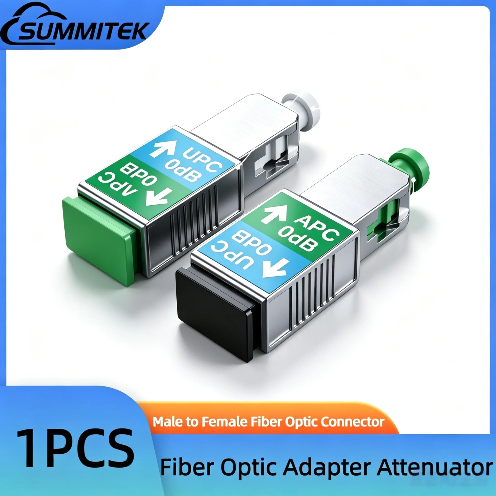 SUMMITEK 1PCS SCUPC/SCAPC Male/Female 0dB Optic Fiber Attenuator Connector Adapter Single-mode 1200nm-1600nm Converter Connector