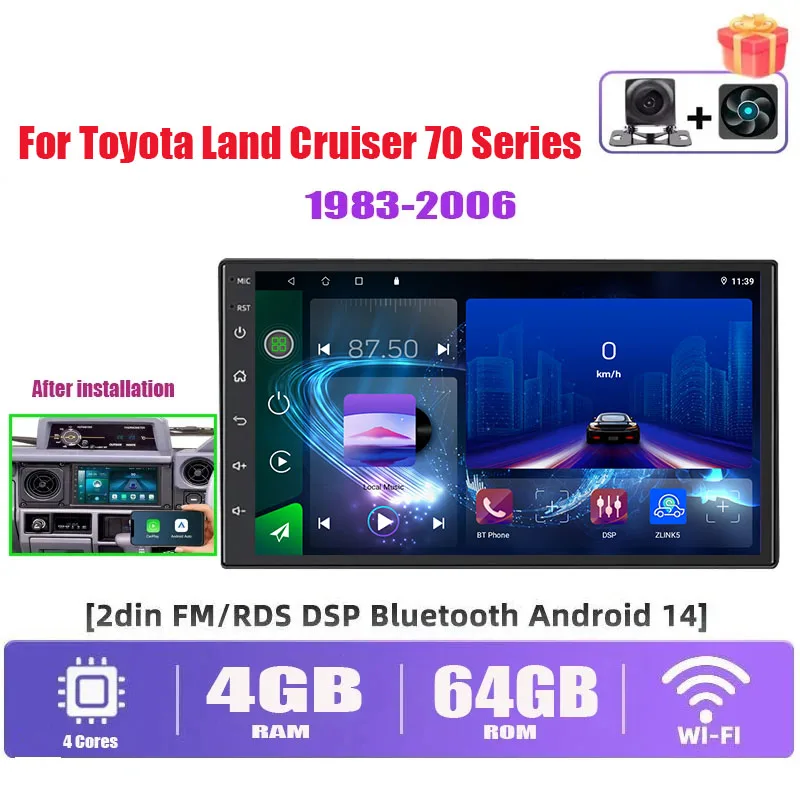 

7“For Toyota Land Cruiser 70 Series 1983-2006 CarPlay Navigation GPS Car Radio Multimedia Player BT WiFi DSP Stereo