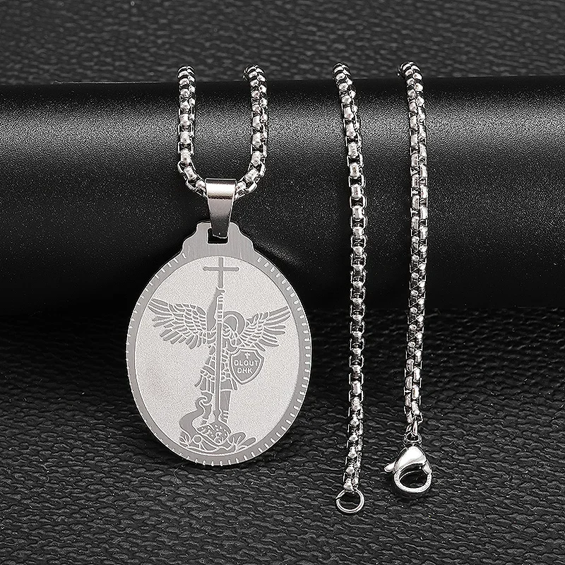 Archangel Saint Michael Men's and Women's Necklace Saint Michael Commander of The Army of God Jewelry