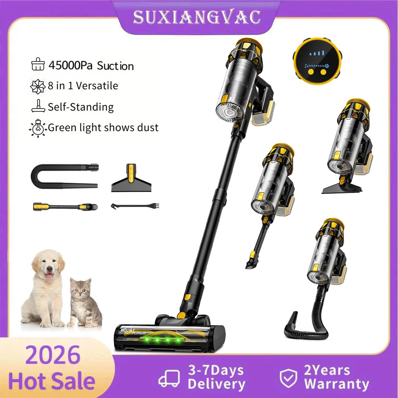 Cordless Vacuum Cleaner for DeWalt 20V Battery, 55KPA /400W Self-Standing Stick Vacuum Cleaners for Floors(Battery Not Included)