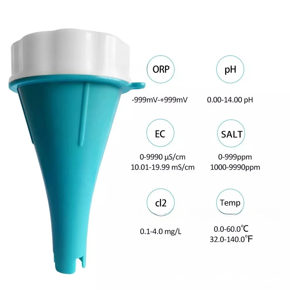 6-in-1 Bluetooth Water Quality Tester PH EC TDS ORP TEMP Residual Chlorine for Pool