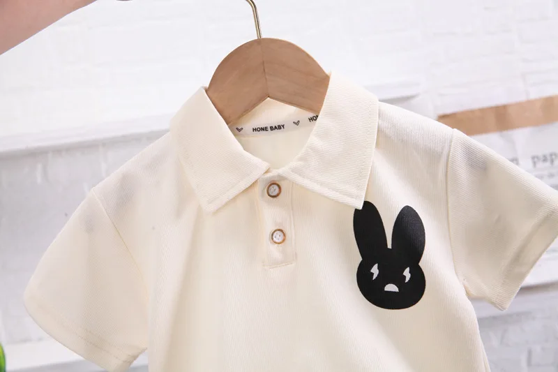 Baby Boy Summer Clothes 2024 New Cartoon Turn-down Collar Short Sleeve T-shirts and Shorts Kids Boys Designer Suits Outfits Set