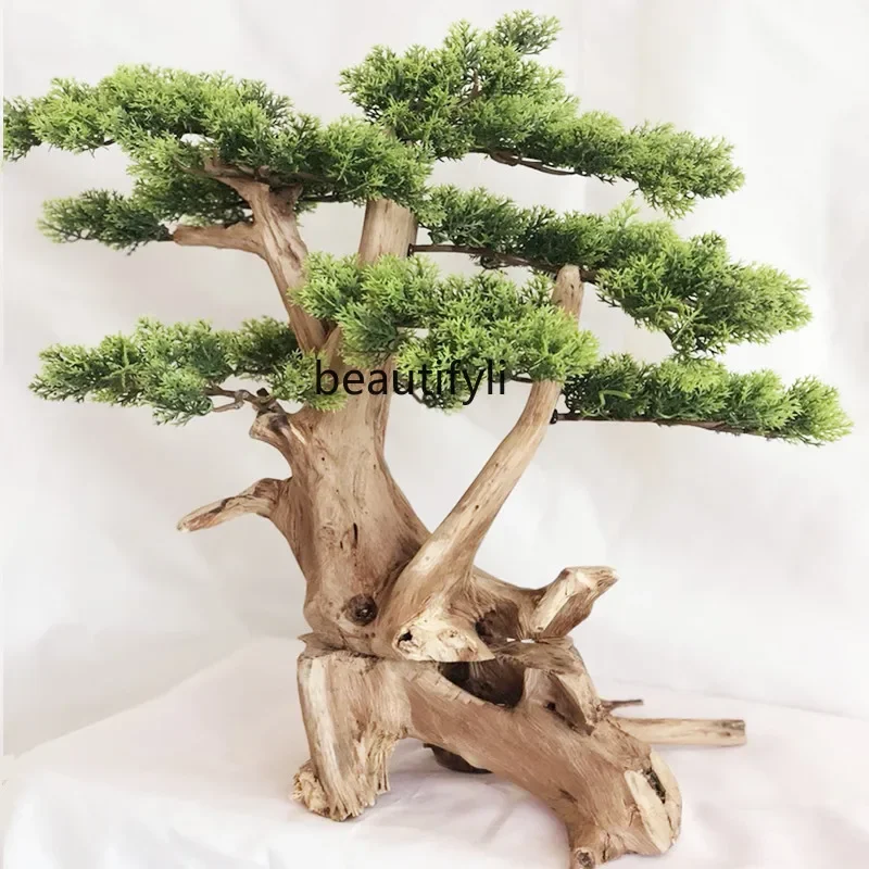 A485 Artificial Pine Bonsai Indoor Beauty Pine Tree Hotel Mini Pine Bonsai Evergreen Podocarpus Macrophyllus Zen Living Room