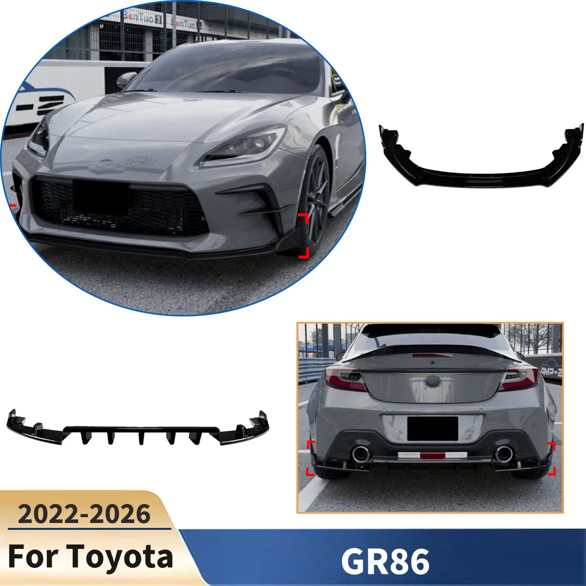 

For Toyota GR86 2022-2026 Car Front Bumper Splitter Lip Front Blade Body kits Rear Diffuser Accessories Spoiler Guard Board