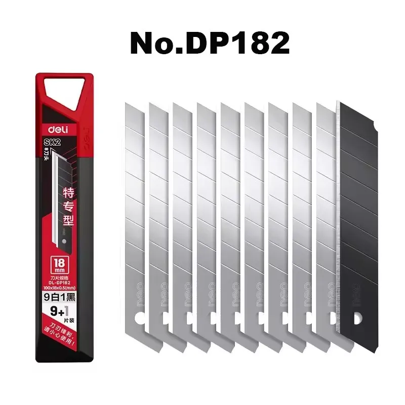 Deli 10pcs 18mm SK4 Metal Blades High Hardness Utility Knife Refills Fit Home School Art Craft Paper Box Cutting Tools