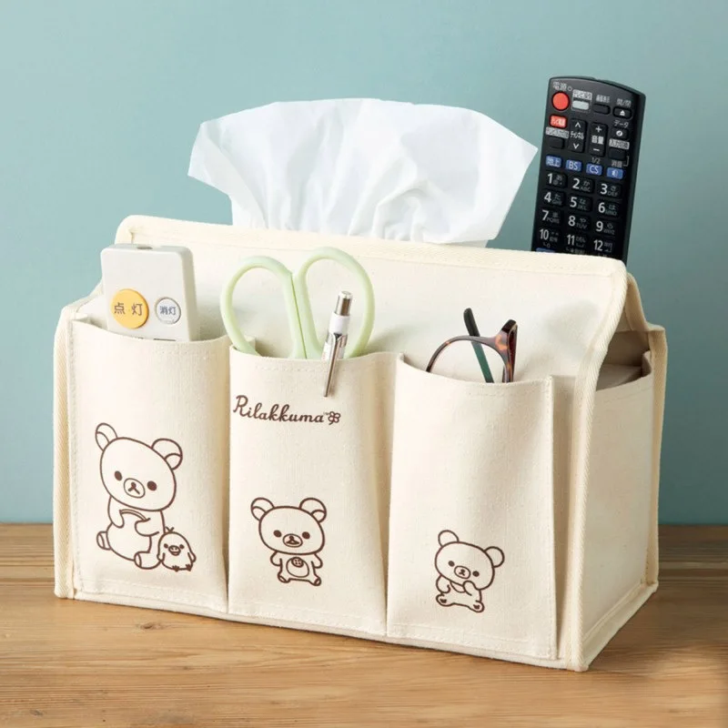 New Kawaii Anime Rilakkuma Kids Woman Canvas Storage Tissue Box Make up Cosmetic Bags custodie per bambini