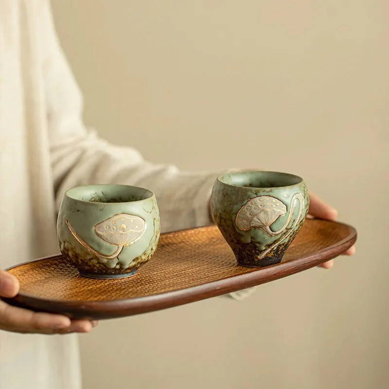 

1pc Lotus Pong Cup Master Cup Ceramic Rock Glazed Stone Red Glazed Antique Kiln Transformation Kung Fu Tea Set