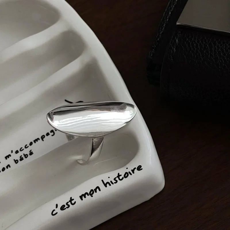 Women's 925 Sterling Silver Open Retro Oval Ring, Creative