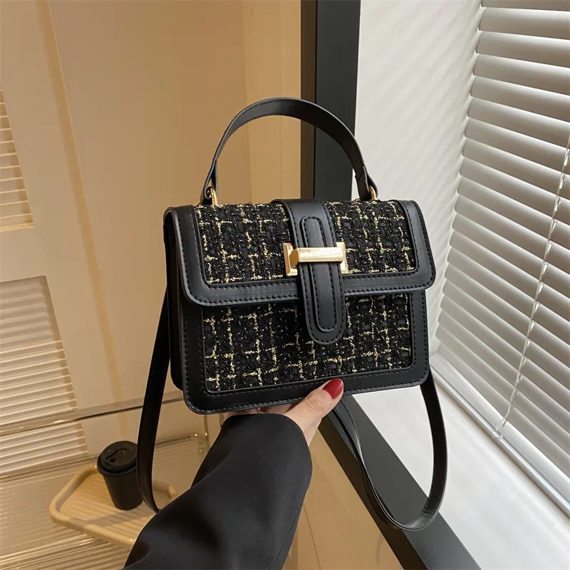 Premium Bag Women\'s 2024 New Trendy Fashion Thousand Bird Grid Portable Small Square Bag Versatile Shoulder Messenger Bag