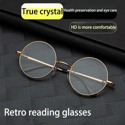Shatar New Vintage High End Crystal Stone Round Reading Glasses For Men And Women High Definition High-Quality Glass Lens