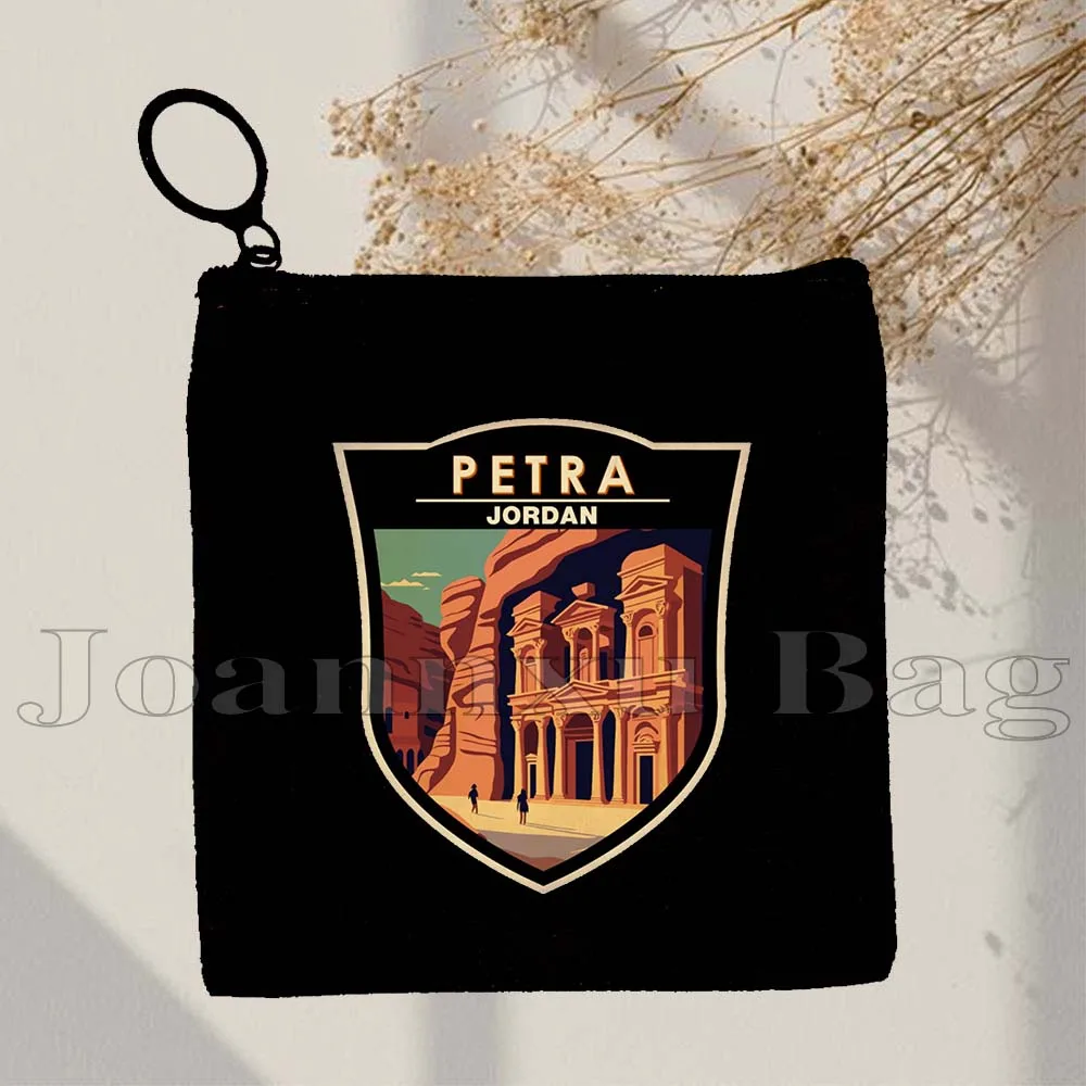 Petra Jordan Amazon River Lake Como Mesa Verde Pompeii Campania Mountain Yellowstone Park Coin Purse Key Case Bag Wallet Pouch