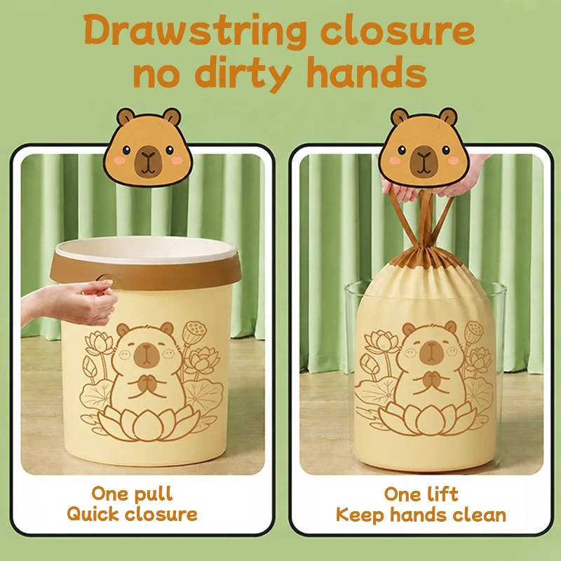 Capybara pattern printing Tear-free Extra Thickgarbage bags home portable Kitchen dormitory enlarged and thickened plastic bag