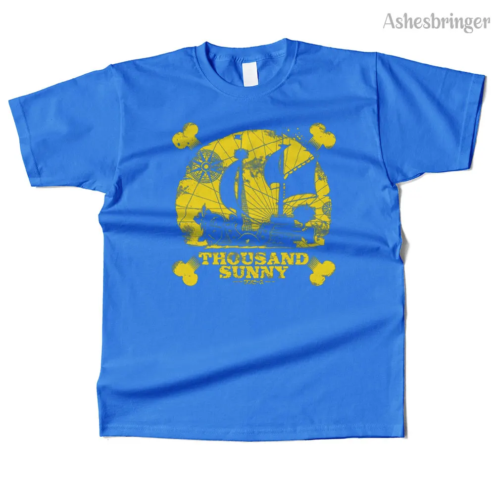 Mens Cotton Thousand Sunny Graphic High Quality T Shirt Street Casual Style Tee for Men and Women