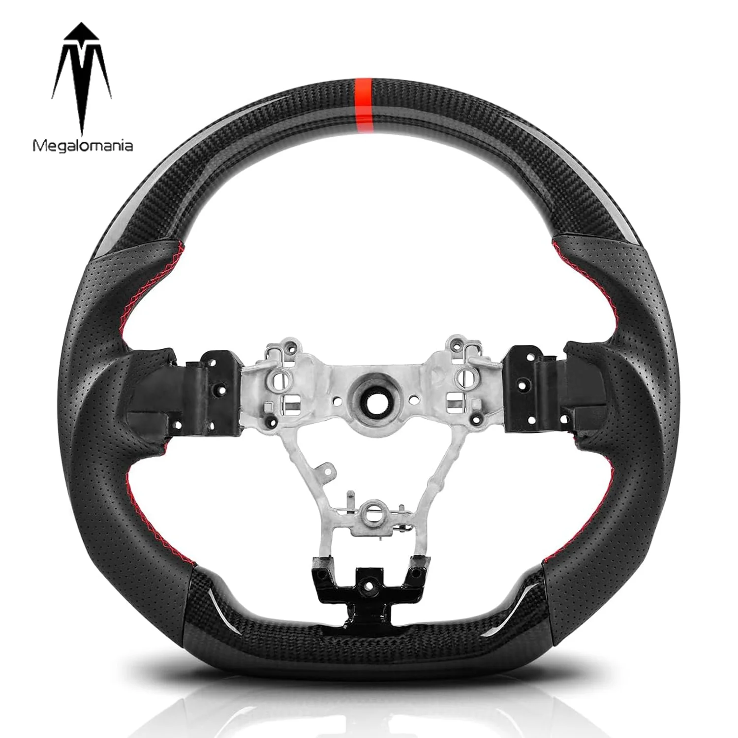 

Real Carbon Fiber Steering Wheel for Subaru WRX STI 2015-2021 White Positioning Line D-Shaped Flat Bottom Perforated Leather
