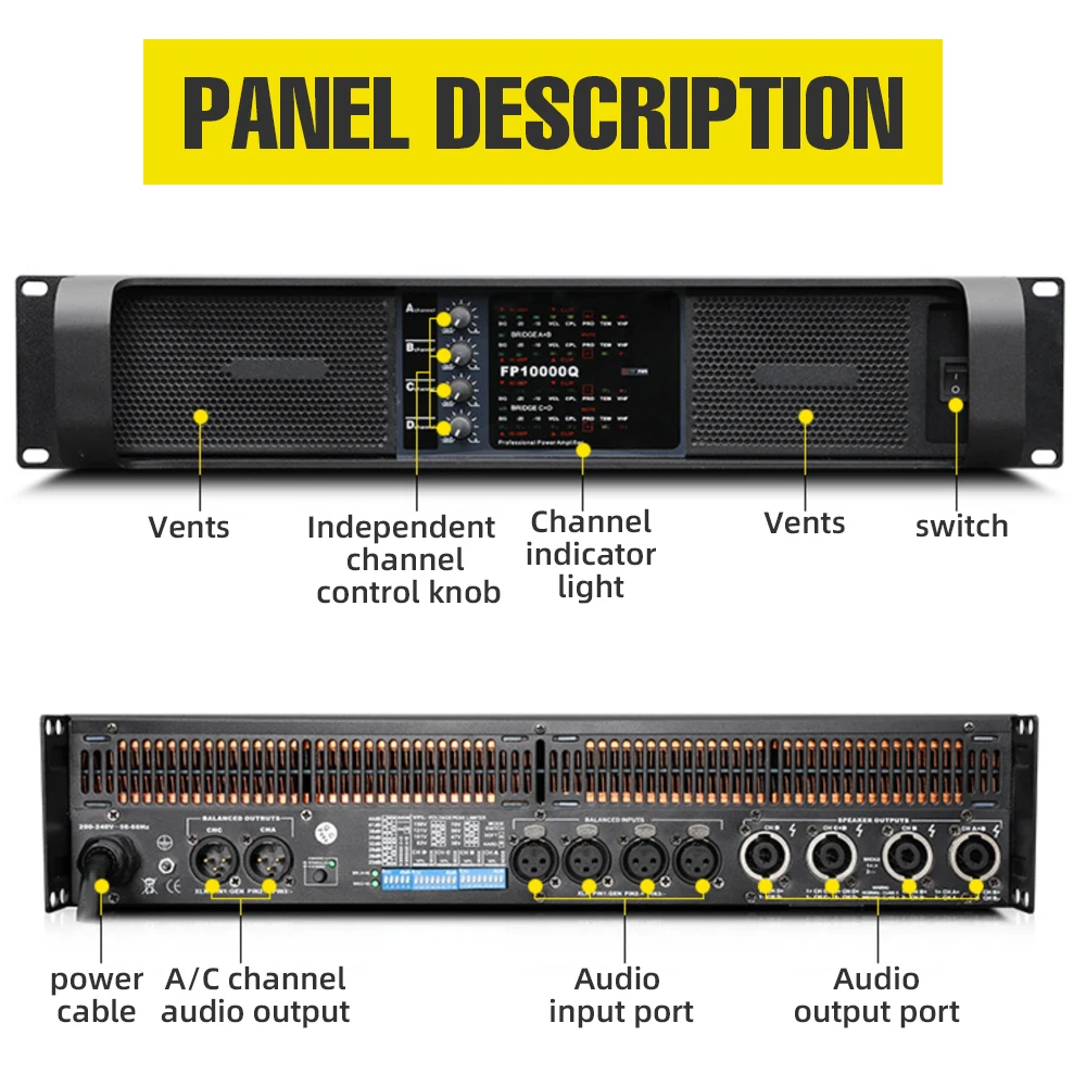 Высокое качество, 4 канала, 4x1350 Вт, класс FP10000q, линейный массив, звуковая система, аудио, профессиональный диско-ди-джей, мощный сценический усилитель