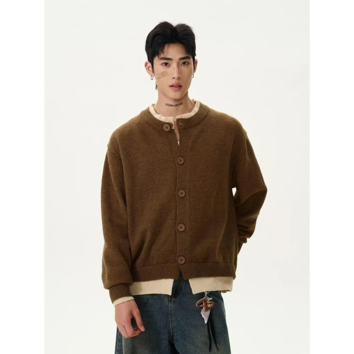 

Thiened вязаный кардиган мужской свободного покроя осенне-зимняя верхняя одежда кофейного цвета ленивый слэ длинный све теплый модный городской