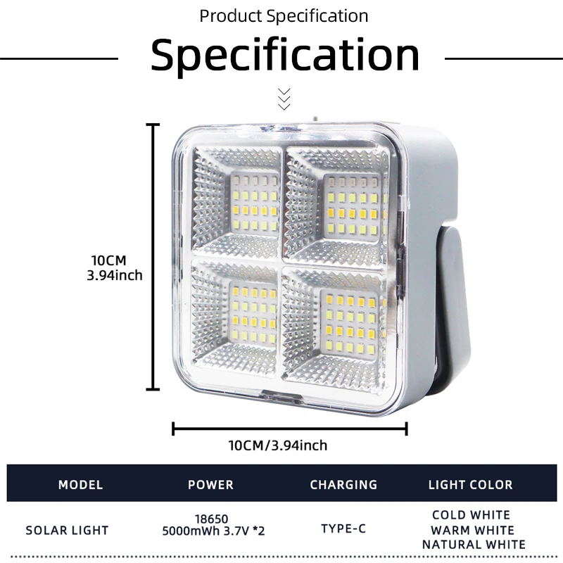 Solar Camping Lantern,Outdoor Rechargeable LED Tent Light,with Magnet,Powerful Flashlight Power Bank Repair Emergency Flood Lamp view 2