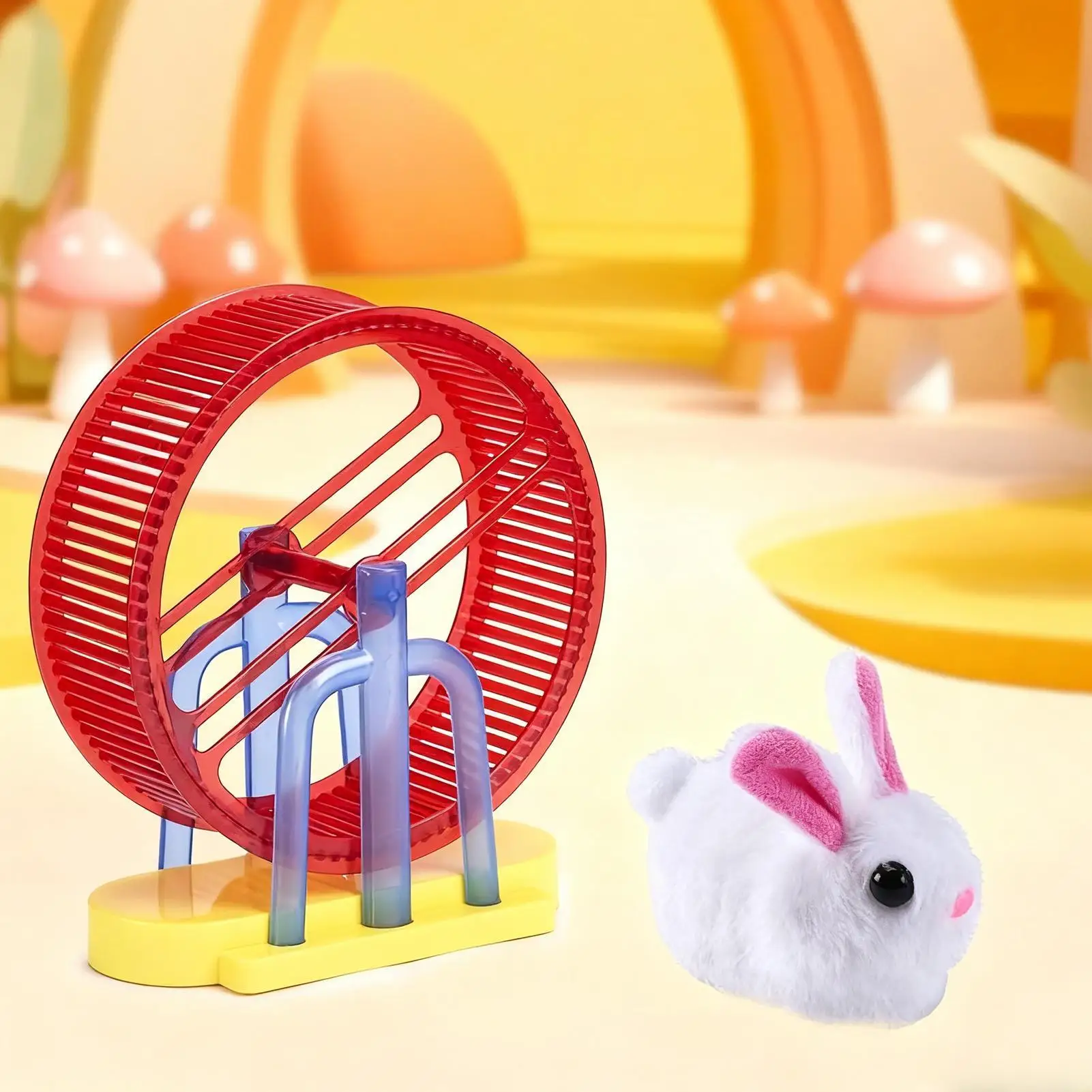 Electronic Pets Electronic Hamster Toy Interactive Simulation Plush Bunny Model With Stand Exercise Wheel Game For Dog Cat Girl