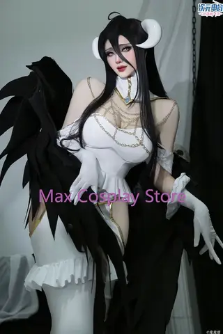 Max Cos Overlord Albedo Cosplay Kostym Peruk Kvinnor Klänning för Halloweenfest 10 best sales albedo peruk - №10