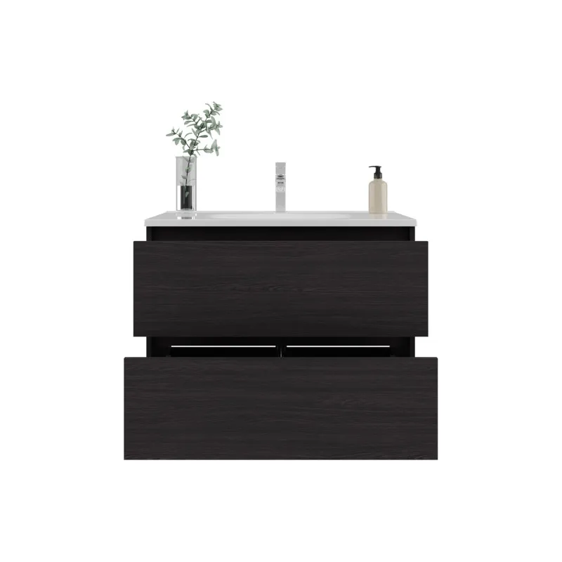 

Bathroom Cabinet Opalo, with Two Shelves and Open Storage, Black