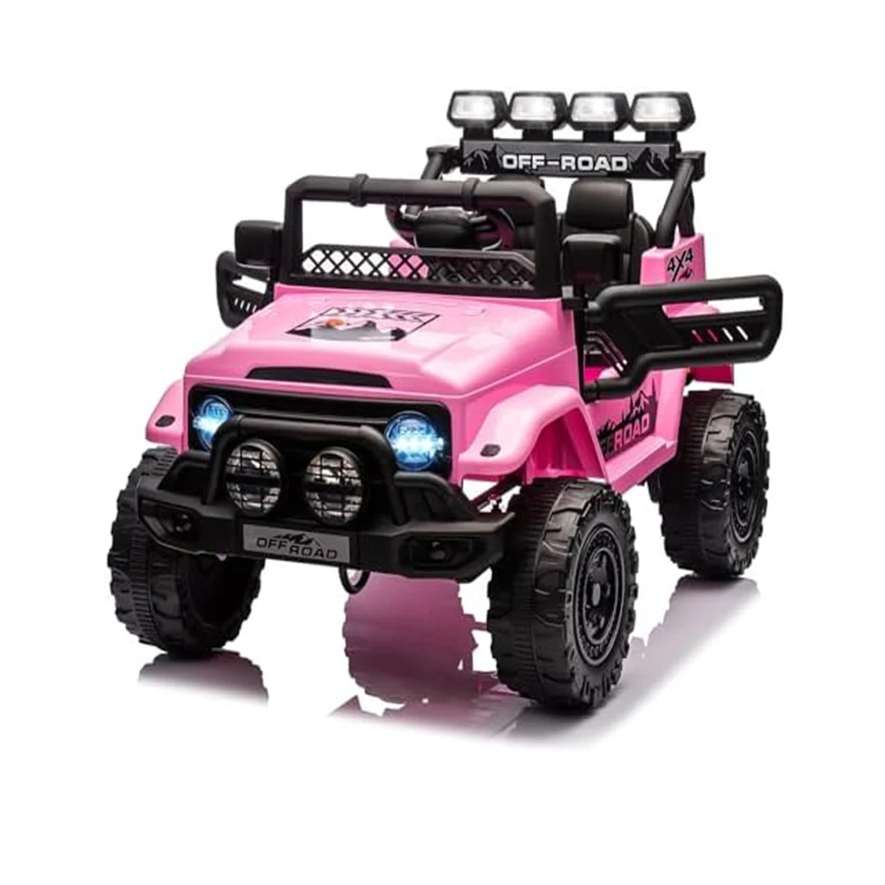 12V Ride On Truck Car, Battery Powered Car w/Remote Control, Spring Suspension, LED Lights, Bluetooth, 3 Speeds, Electric Car