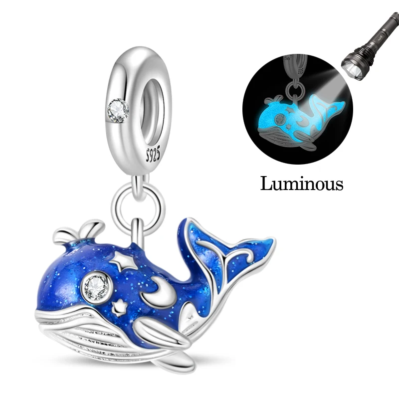 Charms-Anhänger aus 925er-Sterlingsilber mit blauen Ozean-Serie, passend für das DIY-Armband der Marke, Damenschmuck, Geschenke für Freundin