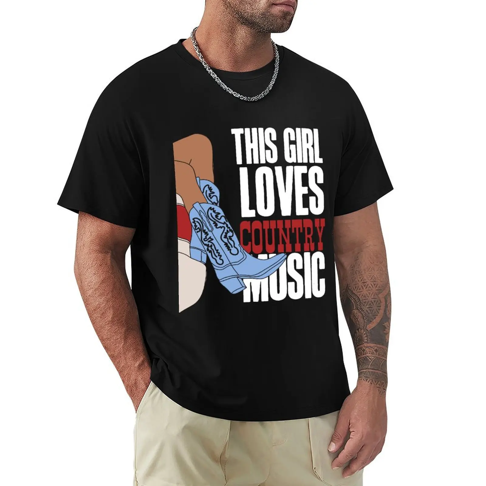 This girl loves country music! T-shirt heavyweights plus size tops anime clothes t shirt for men