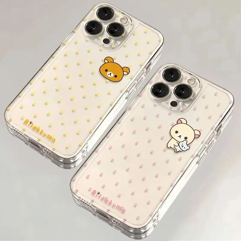 Cartoon Wellenpunkt Easy Bear Paar Handyhülle für iPhone 17 16e 16 15 14 13 12 11 Mini Air Pro Max X XR XSMax 7 8 Plusr