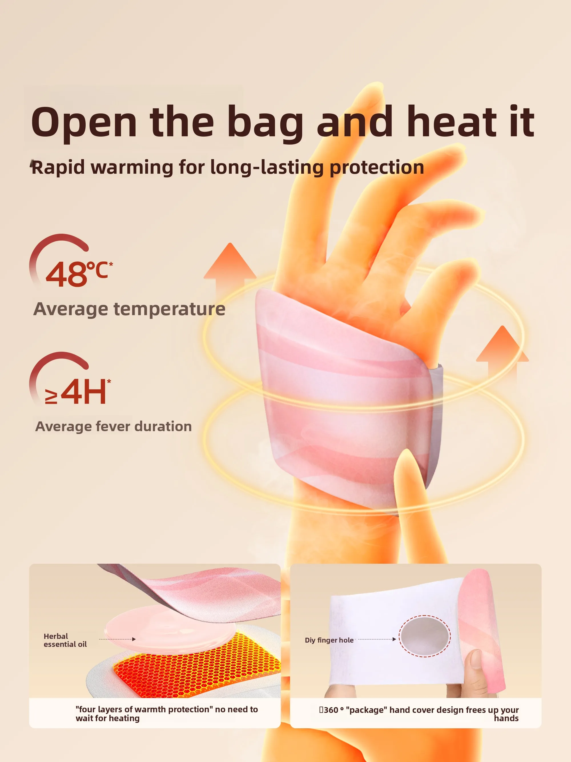 Hand warmer sticker Wearable hand warmer for students Special hand holding disposable self-heating foot warmer sticker artifact
