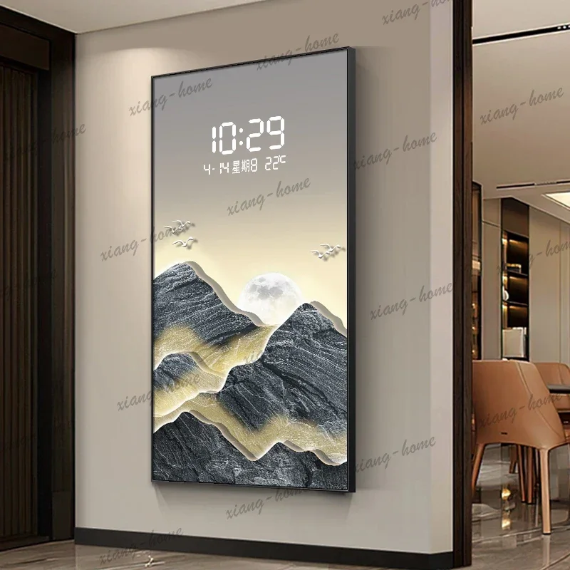 Best Sellers Home Decor LED Lights Digital Display Wall Clock Living Room Wall Decoration Hanging Painting Digital Electronic Cl