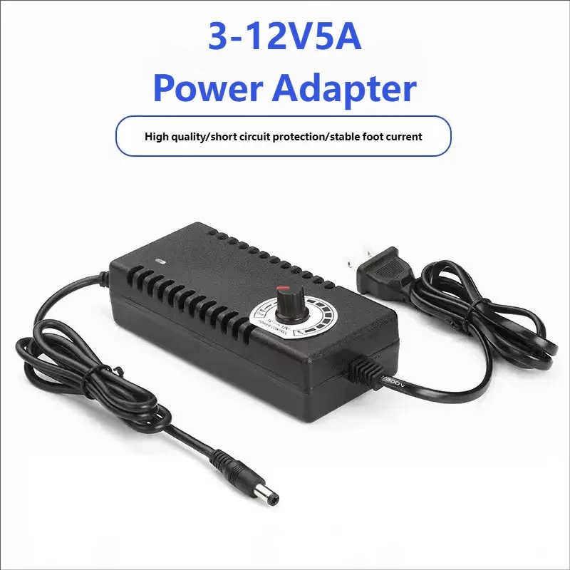 AC 100V-240V to DC 3V-12V 5A No Display Power Supply Adapter Adjustable PowerAdaptor Universal For CCTV Camera LED Strip Light