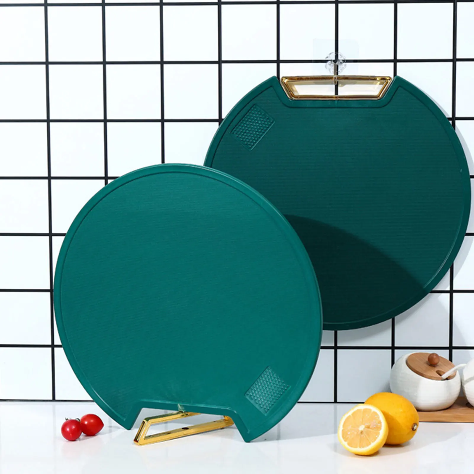 Chopping Board Reversible Extra Thick PE Cutting Boards Non-slip And With Rotatable Easy Grip Handle Sterile Cook Tool