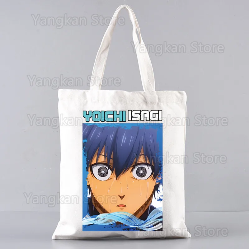 Blue Lock Japan Anime Canvas Shoulder Tote Bag for Women Handbags Eco Reusable Shopping Bag Vintage Ulzzang Bags