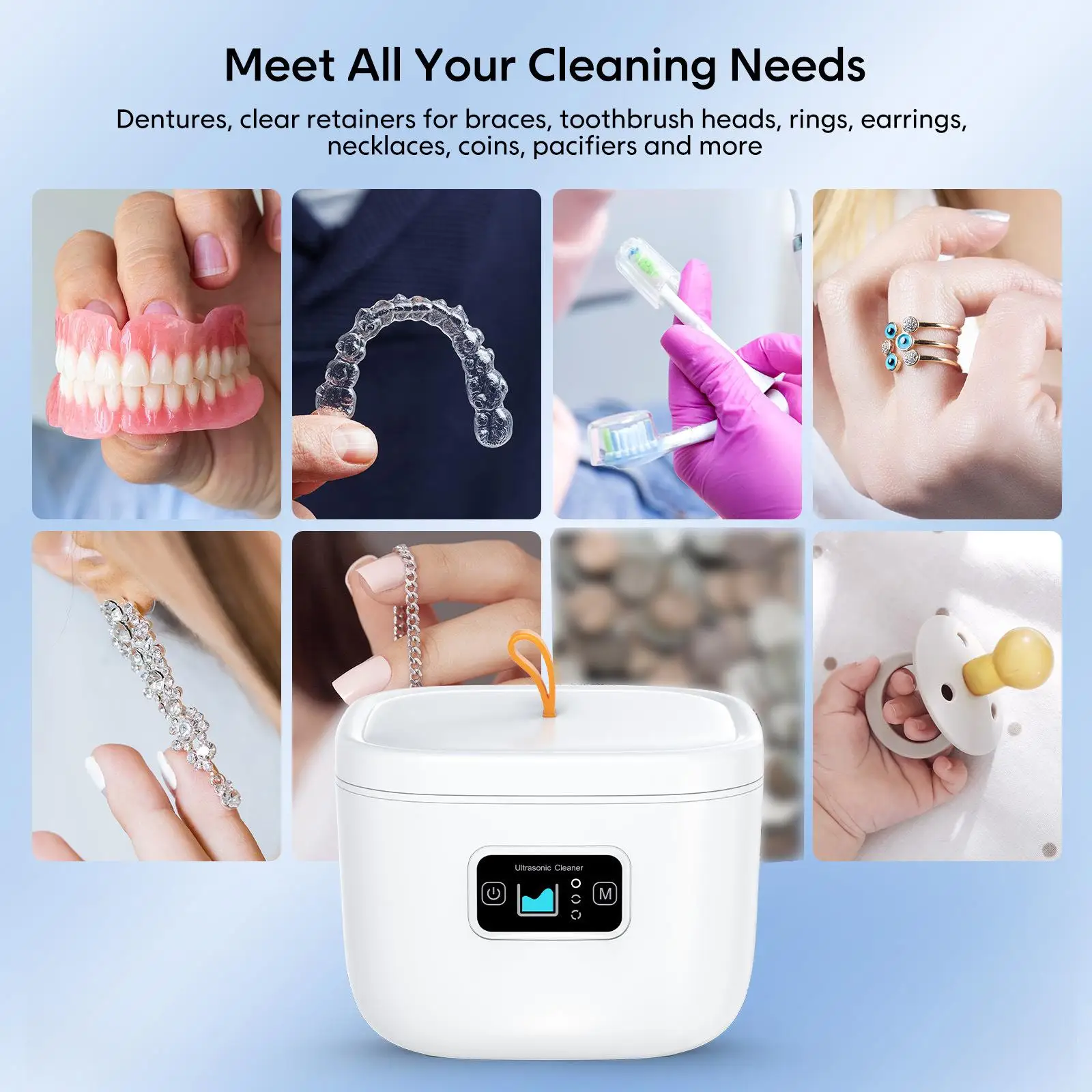 Ultrasonic Cleaner Machine 45000hz High Frequency Denture Cleaning Watch Jewelry Glasses Automatic Cleaner