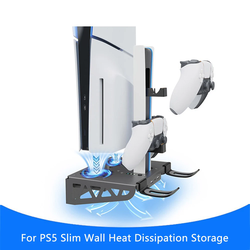 For PS5 Slim Cooling Stand with Fan For PS5 Console Disc&Digital Editions PS5 Controller Dual Controller Charging Dock