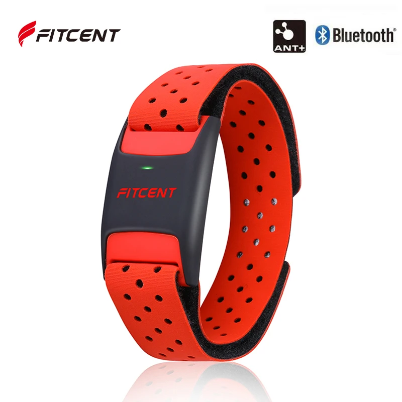 FITCENT Heart Rate Monitor Armband, Bluetooth ANT+ Optical Heart Rate Sensor Wrist, Rechargeable Fitness Tracker for Peloton Str