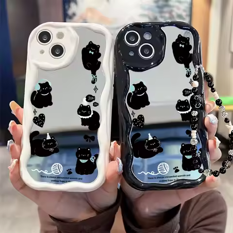 Cartoon Cat Mirror Case For Xiaomi POCO X7 X6 Pro F7 F6 M6 M7 X5 F3 F4 M3 M4 X4 GT X3 NFC Mi 15 Ultra 14 11 Lite 5G NE 12T 12